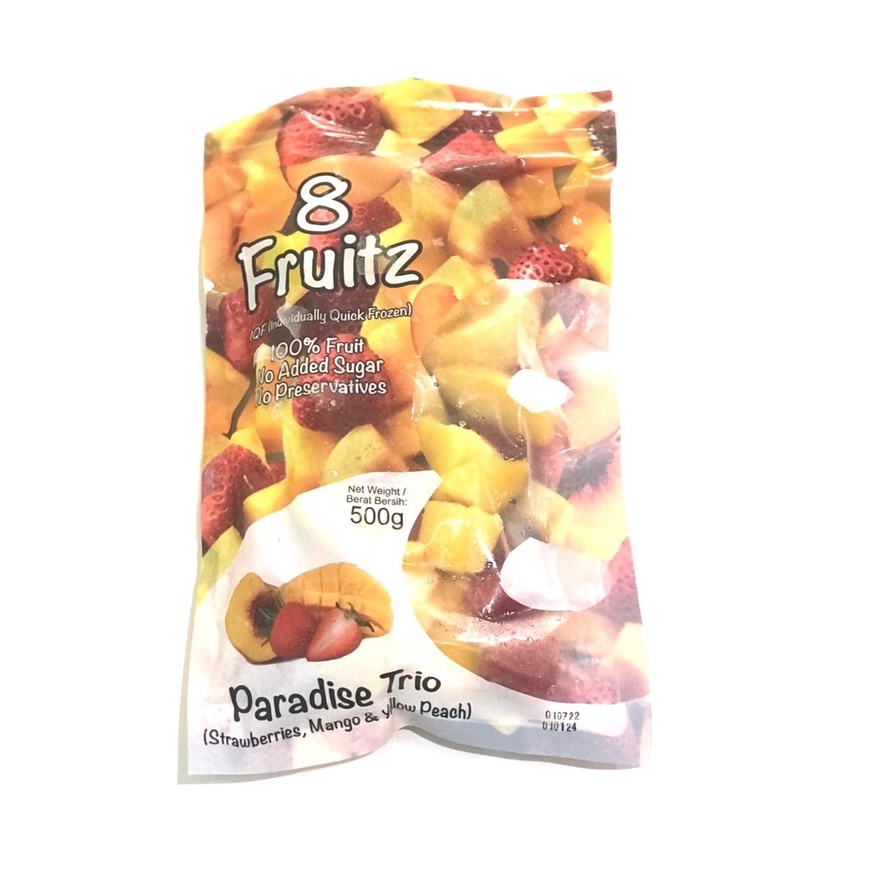 8 Fruitz IQF Paradise Trio (Strawberry, Mango &amp; Yellow Peach) 500gr