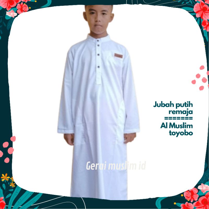 Jubah Putih Polos Remaja Tangan Panjang Toyobo Al Muslim