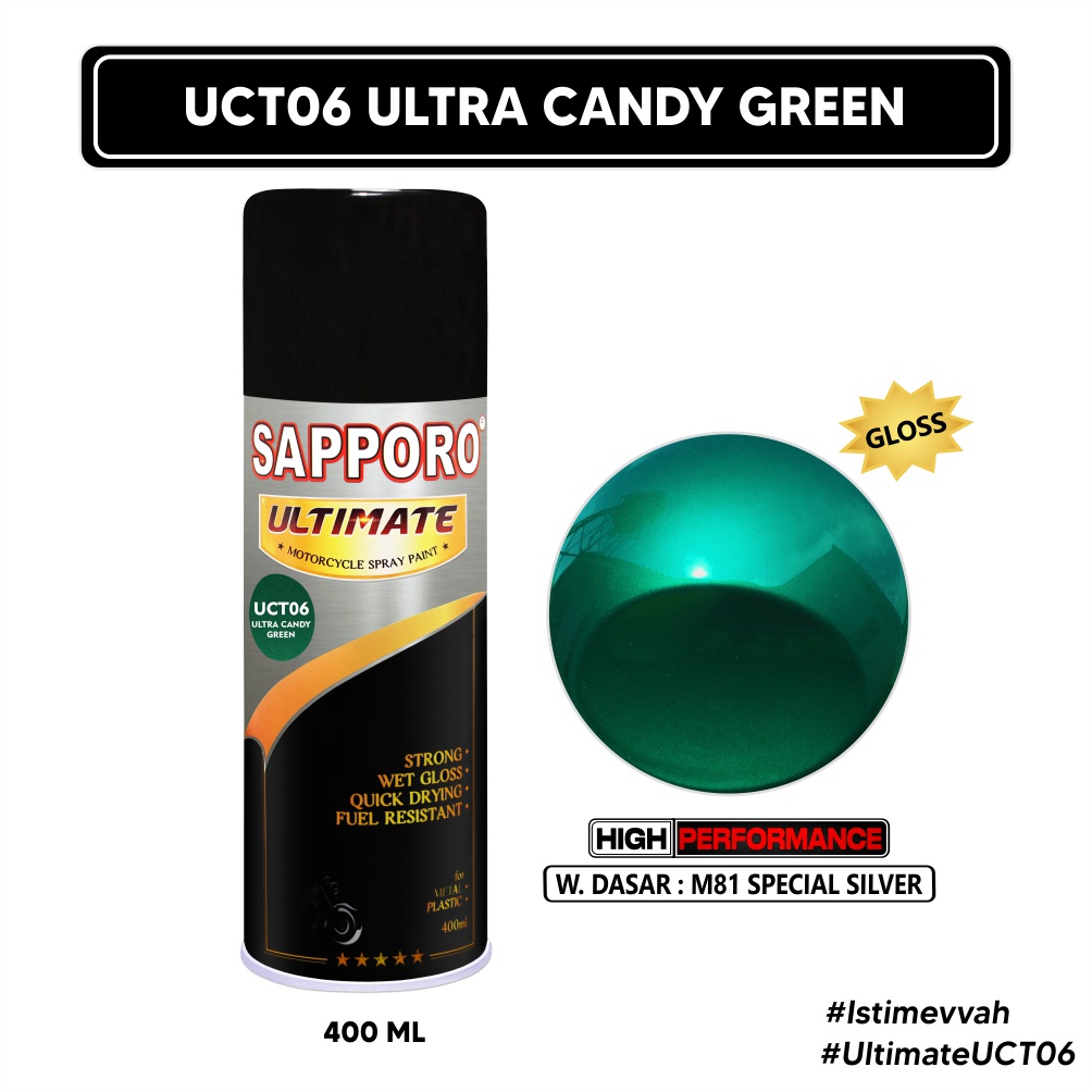 Sapporo Ultimate UCT06 Ultra Candy Green / Cat Spray Semprot Aerosol Terbaik