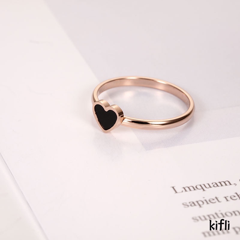 Cincin Bentuk Hati Bahan Titanium,Lapis Rose Gold Gaya Korea