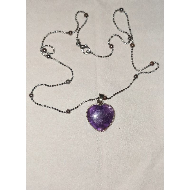 Kalung Liontin Natural Batu Kecubung / Ametyst
