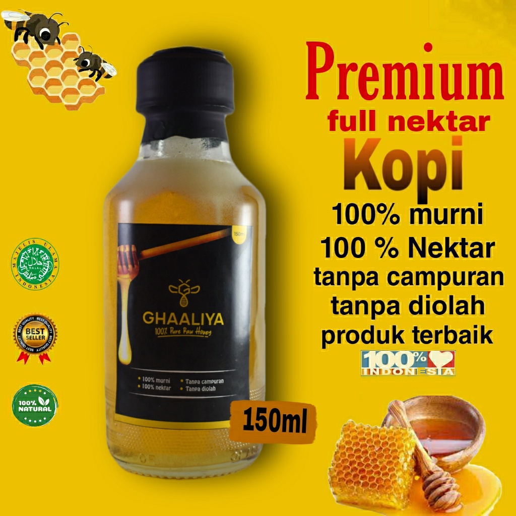 

Madu Ghaaliya Murni Asli 100% Nektar Bunga kopi premium terbaik 150ml / 200gr original