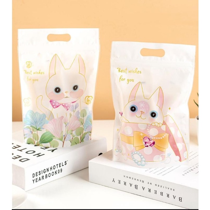 1pcs  ZIPPER BAG UNYU ZIPLOCK SNACK PERMEN LUCU WHITE CAT UNYU ZP-47