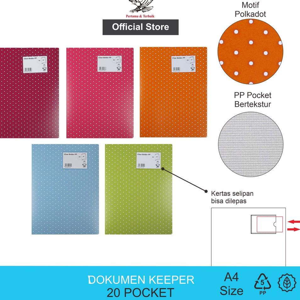 

Update Pilihan EAGLE FILES Dokumen Keeper / Clear Holder / Document Keeper / Display Book Motif POLKADOT A4 20 Pocket