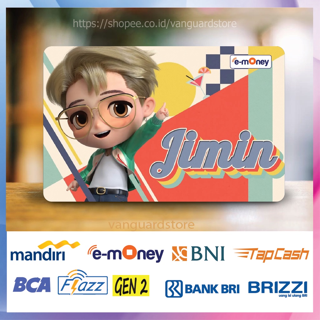 KARTU E MONEY E TOLL KPOP KOREA JIMIN CARD EMONEY MANDIRI FLAZZ BCA BNI TAPCASH BRIZZI BRI - 1 SISI