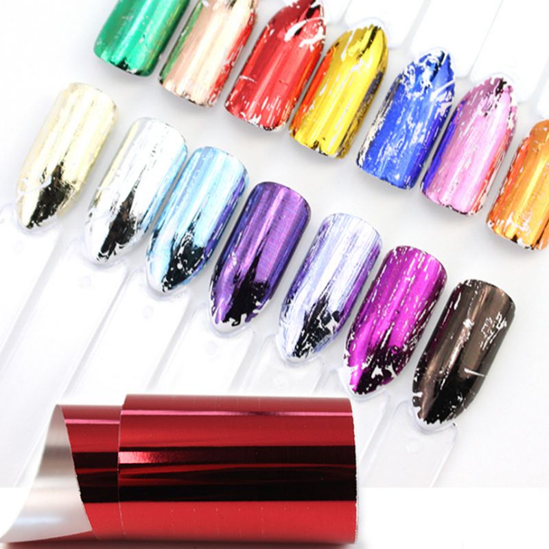 14pcs Holographic Mix Color Nail Foil Set Rose Gold Laser Silver Transfer Sticker Manicure Nail Art Decals Starry Tips