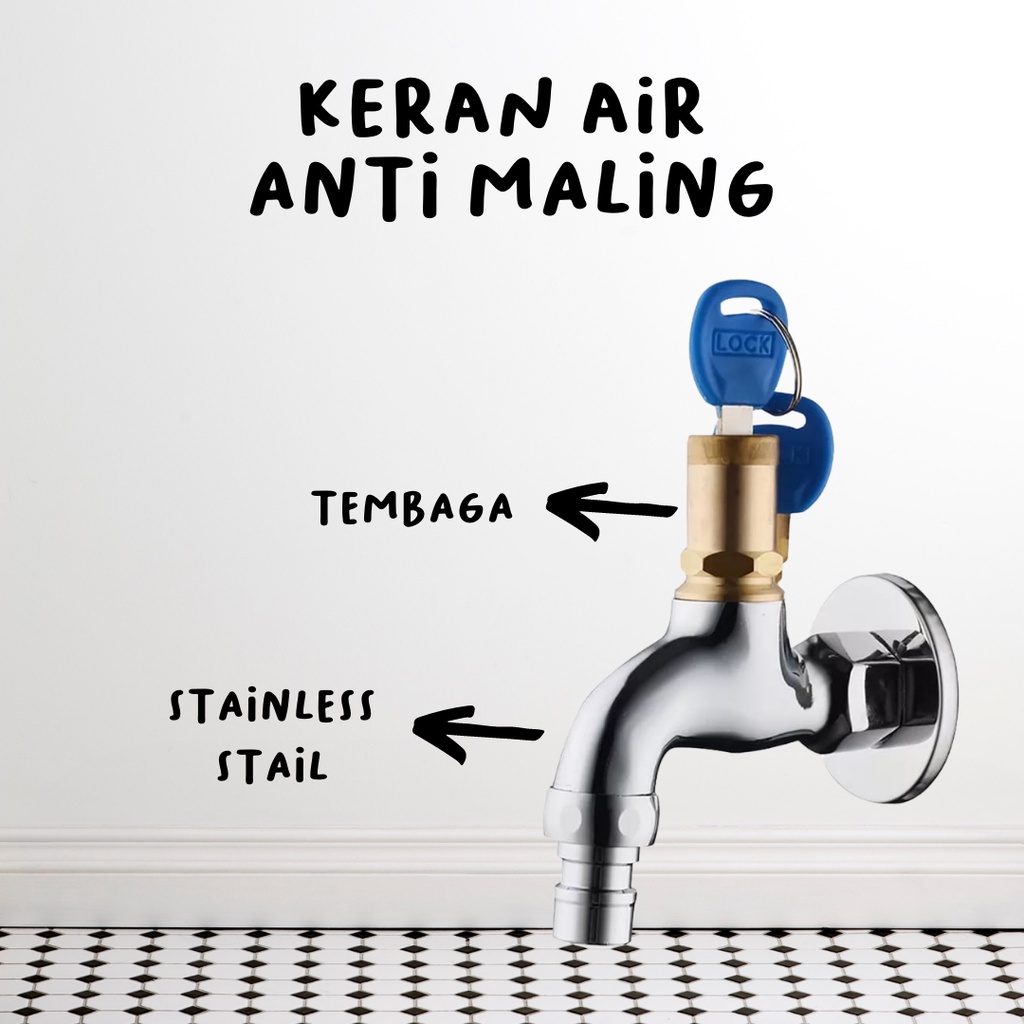 Keran Wastafel Anti Maling dengan 2 Kunci (Realpict)