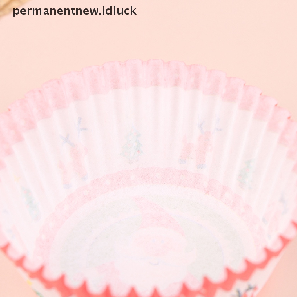 100 Pcs Cup Liner Cupcake Muffin Desain Natal Untuk Perlengkapan Baking