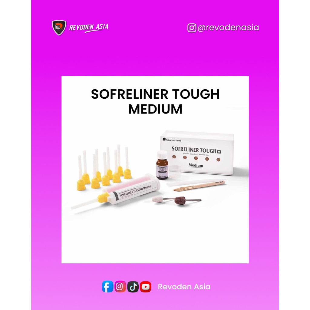 JUAL Dual-Cure Resin Cement SOFRELINER TOUGH (MEDIUM) SILICONE BASED SOFT DENTURE LINER