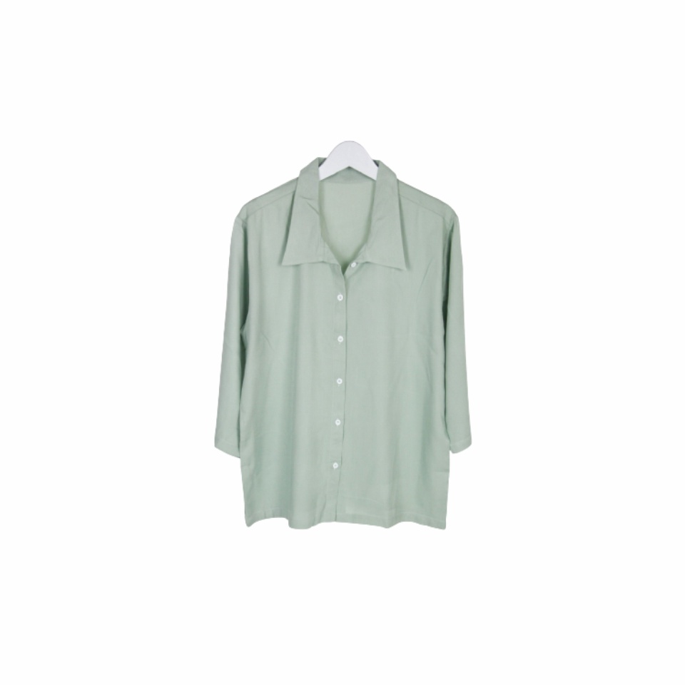 BLOUSE WANITA POLOS LENGAN PANJANG KATUN RAYON ORGANIK 7/8 ATASAN BLOUSE ALLSIZE-Blouse Mint