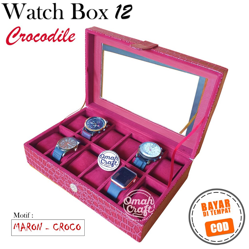 Watches Box Original isi 12 atau Kotak Jam Tangan Motif / Box Tempat Jam Termurah