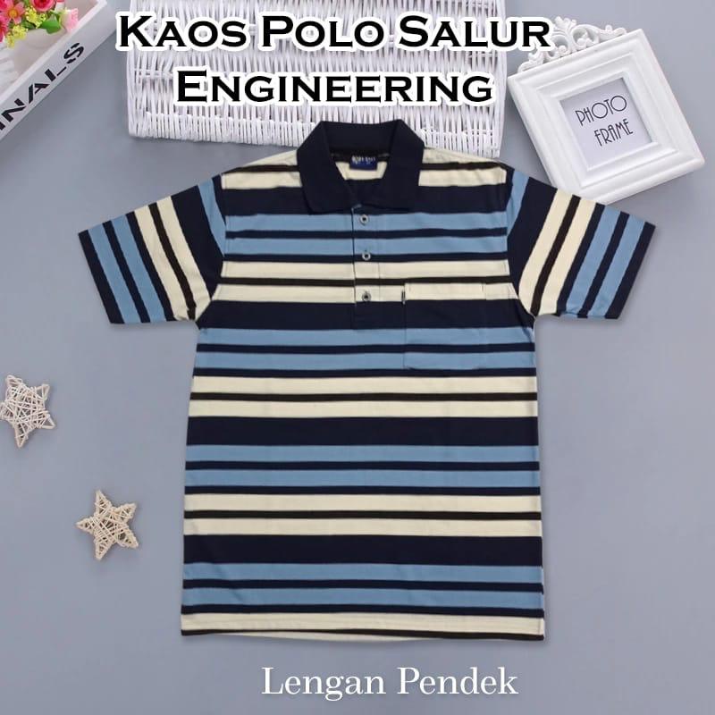 Kaospolos - Kaos kerah pria saku dewasa salur engginering stripe lengan pendek 7881