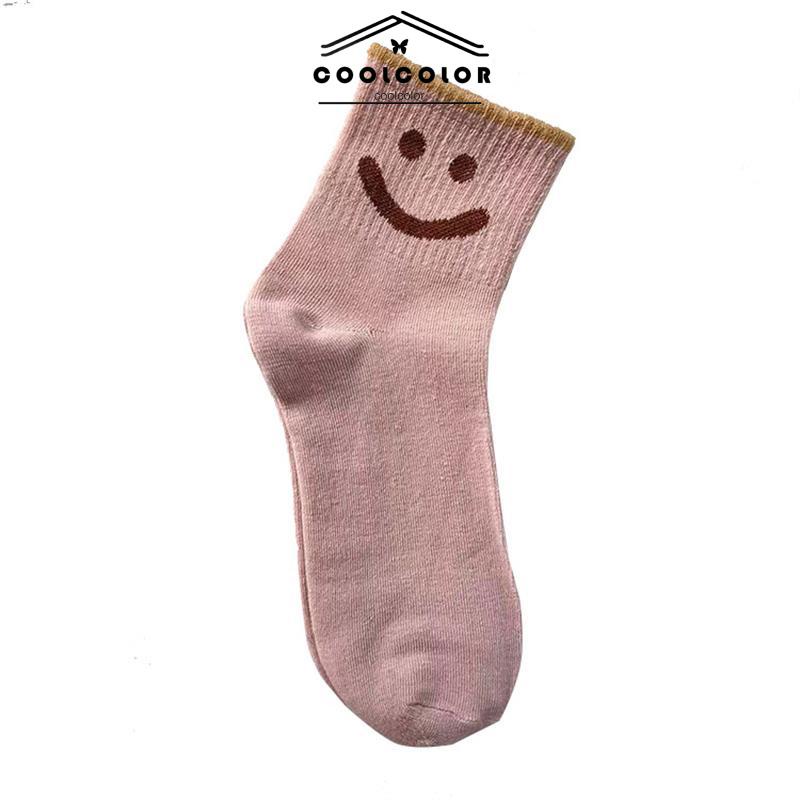 CODKaus Kaki Wanita Mid-tube Cute Smiley College Style Kaus Kaki Trendi Musim Gugur Musim Dingin Musim Semi Musim Panas- cl