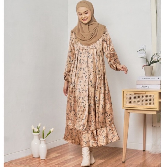 NEW MAGANI BROWN I Dress Kondangan dan Bridesmaid Bahan Prada Crepe I Adem dan Nyaman Dipakai