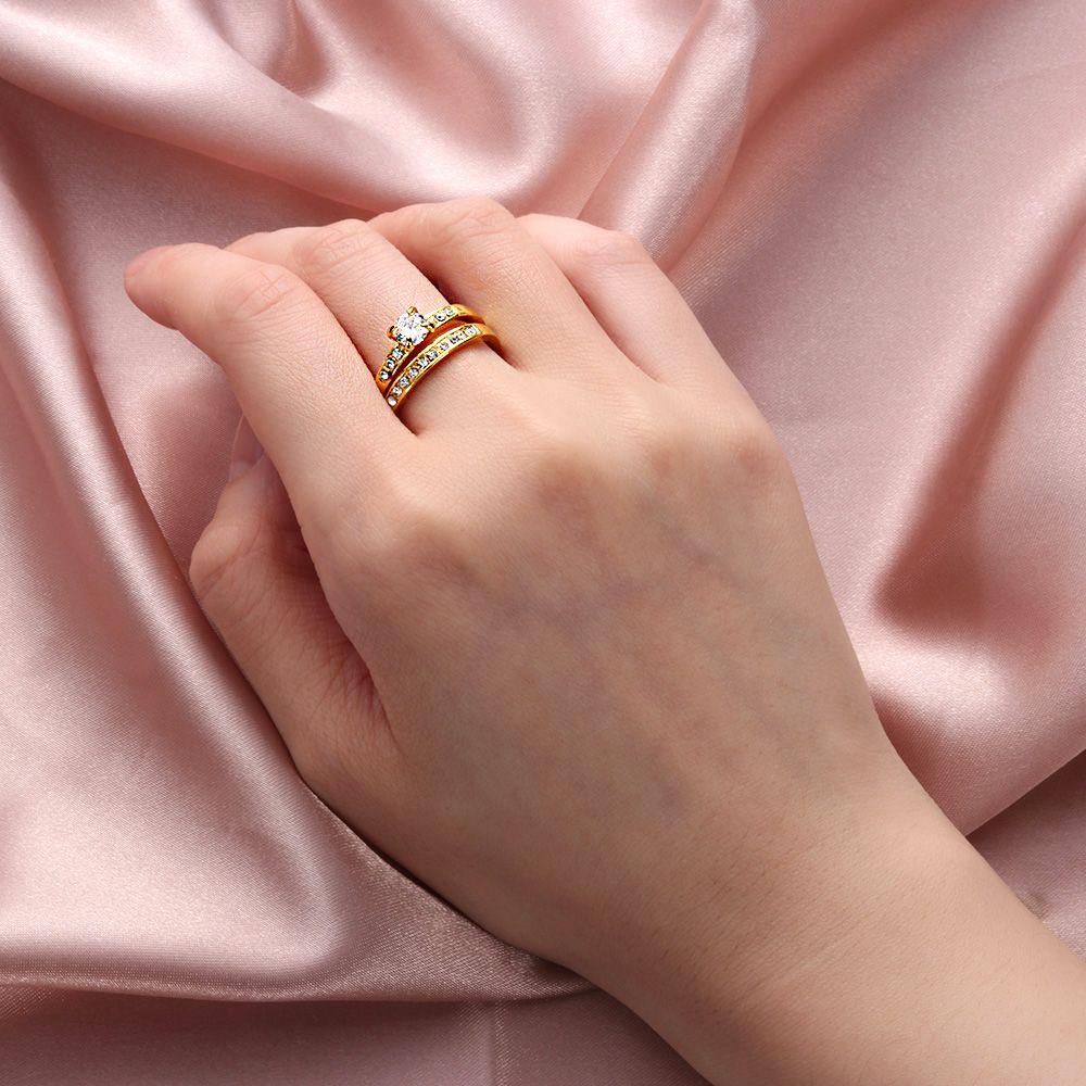 Cincin Pasangan LILY Perhiasan Mewah Hadiah Kekasih Cubic Zirconia