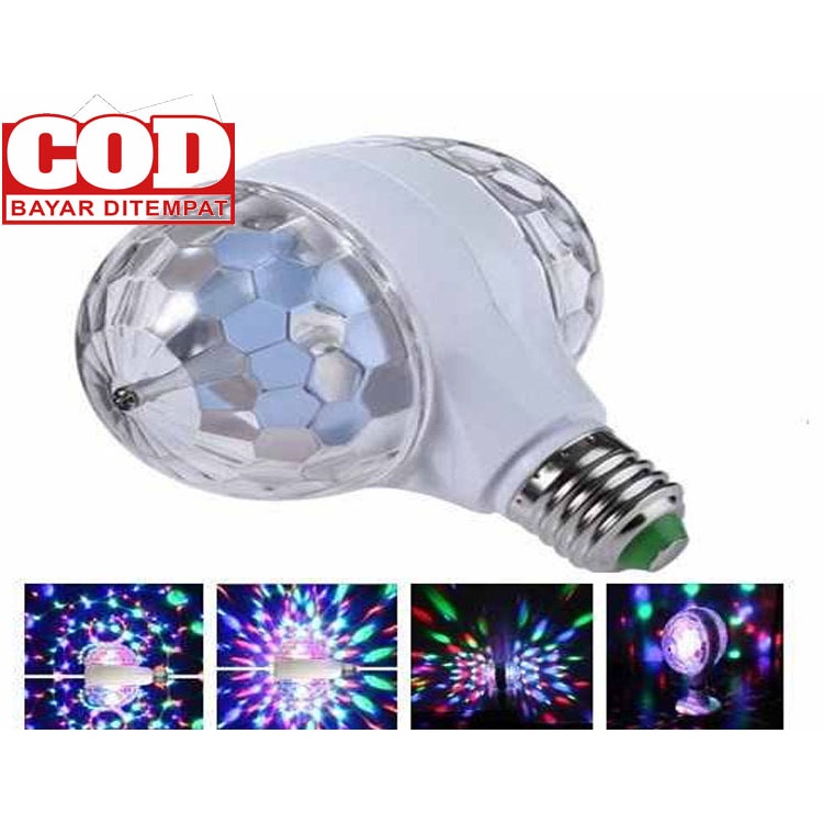 Paling Laris - Lampu Disco Dua Sisi - Lampu Hias - Lampu Disko Kamar Lampu Disco LED 2 Sisi 2 Head 2 Kepala Full Color Rotating Lamp Party Light LED LED Mini Lampu Disko Lampu Berputar Penuh Warna Lampu Pesta - 1 PCS