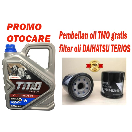 PAKET OLI MESIN TOYOTA TMO 4 LITER GRATIS / BONUS FILTER OLI UNTUK DAIHATSU TERIOS