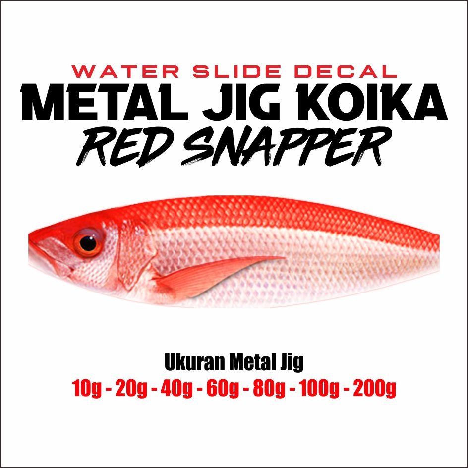 Koika Red Snapper Water Slide Decal Metal Jig 10g 20g 40g 60g 80g 100g 200g