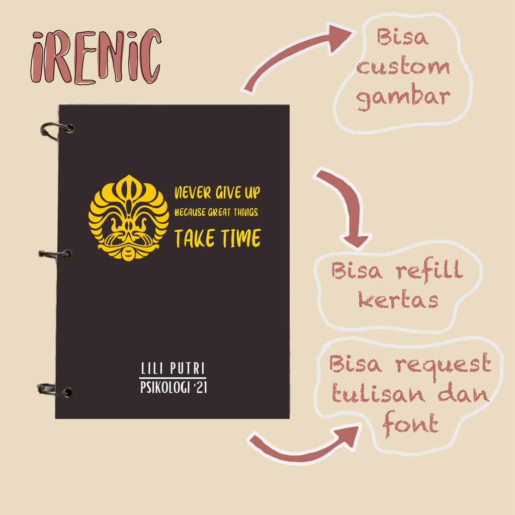 

Custom Notebook A5 B5 A6 Universitas Hard Cover Buku Catatan Binder Journal
