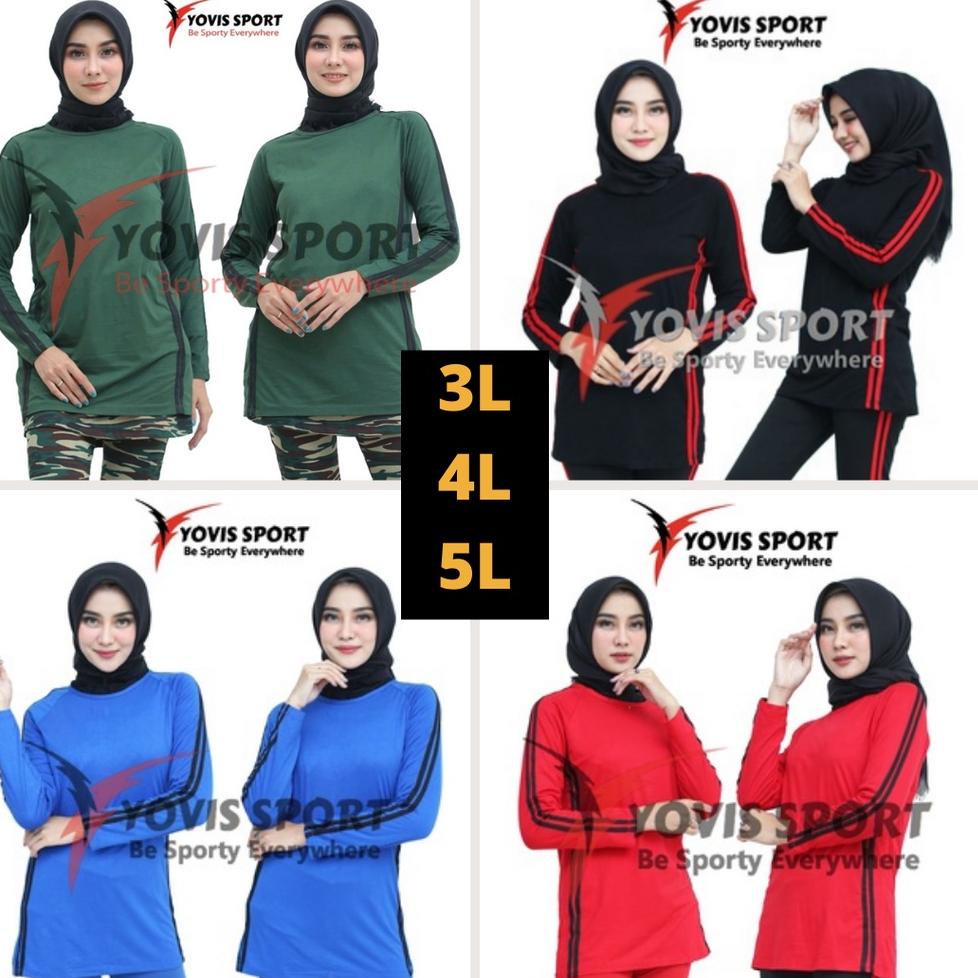 Baju Kaos Senam Olahraga Wanita Jumbo Muslim Muslimah Baju Zumba Aerobic Atasan Cewek Murah Kekinian