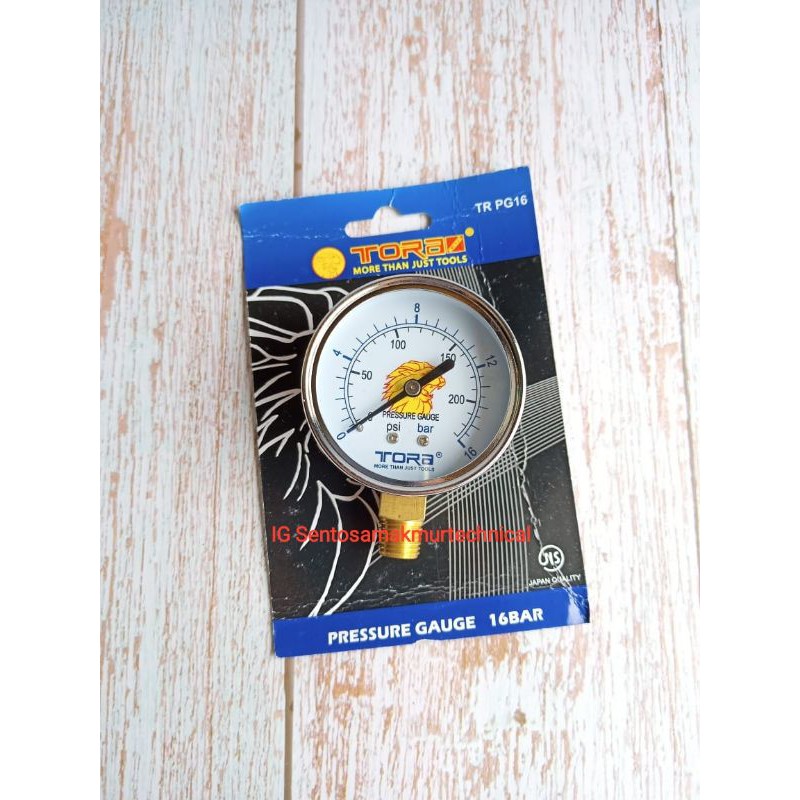 TORA 16 BAR Pressure Gauge Amper Ampere Meteran Angin Kompresor 16BAR