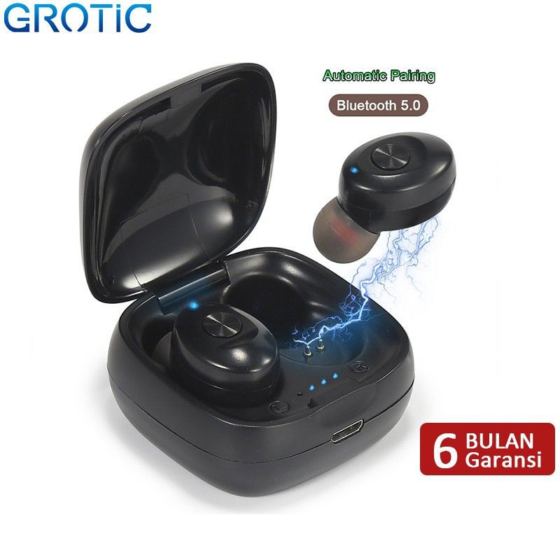 GROTIC Headset Earphone Bluetooth 5.0 Sport True Wireless Stereo TWS Mini Earbud HIFI XG12