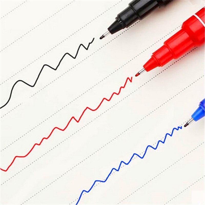 GS8i deli pena permanen dual head tip marker pens waterproof - 6824 - red Or-i