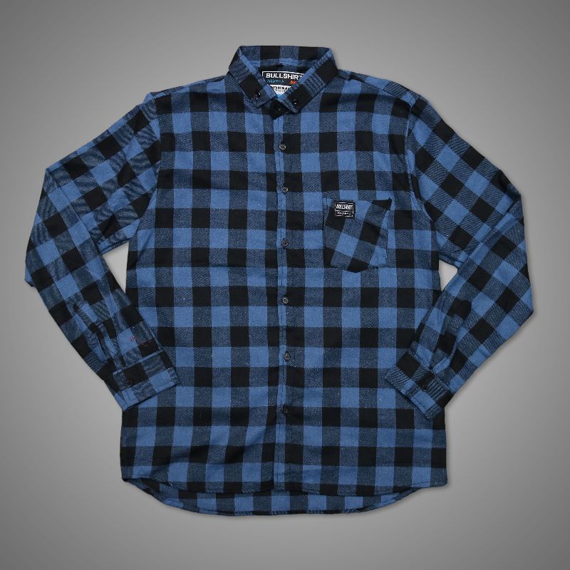 Atsan Pria Kemeja Flanel Kotak-kotak Kemeja Distro Pria Wanita Original Lokal Brand Bullshirt