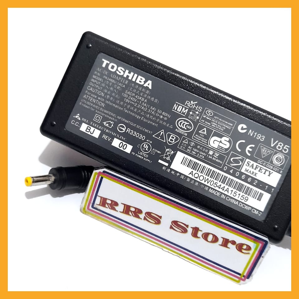 Adaptor AC 19V 2.37A 4.0 * 1.7mm Chromebook Toshiba 2 CB30-B3121 CB30-B3122 CB35-B3330 CB35-B3340 CB35-C3300 CB35-C3350 PA5072U-1ACA PA5192U-1ACA PA3922U-1ARA PA5072A-1AC3
