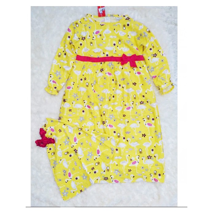 Gamis Anak Kerudung Motif SME Kuning