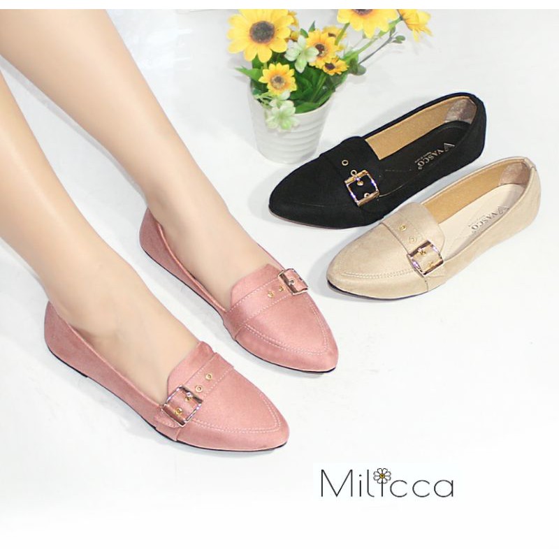 Milicca Dlians Sepatu Flat wanita Flat Shoes Sol Karet