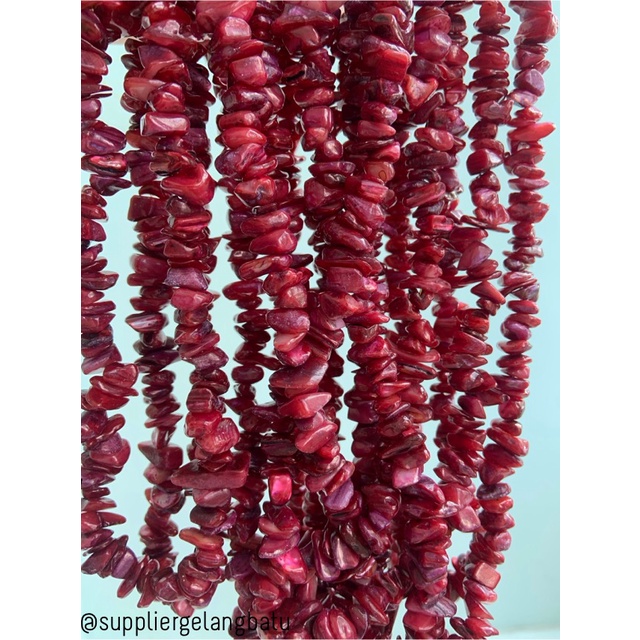 kerikil kerang MERAH MAROON 2cm bahan batu campuran aksesoris warna