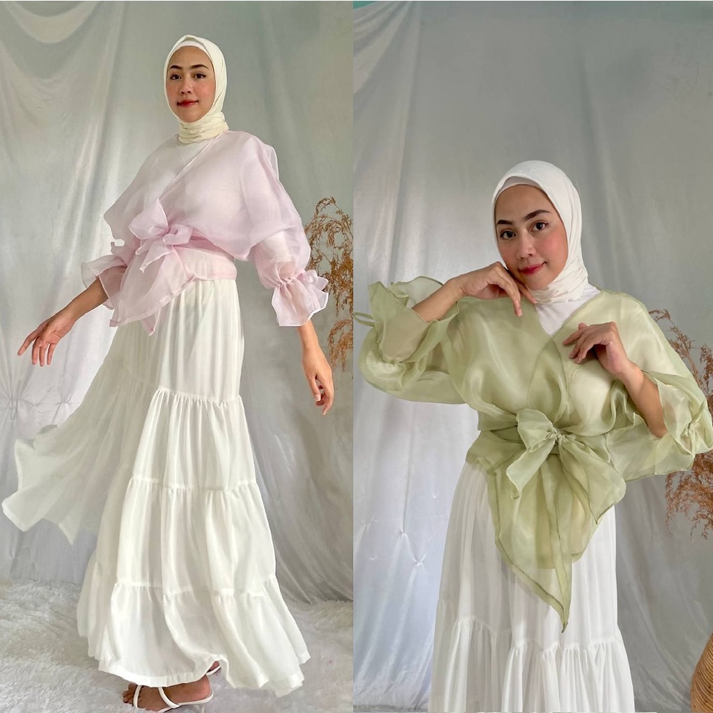 Yara Outer Organza Baju Kondangan Blouse Ballon Atasan Pesta