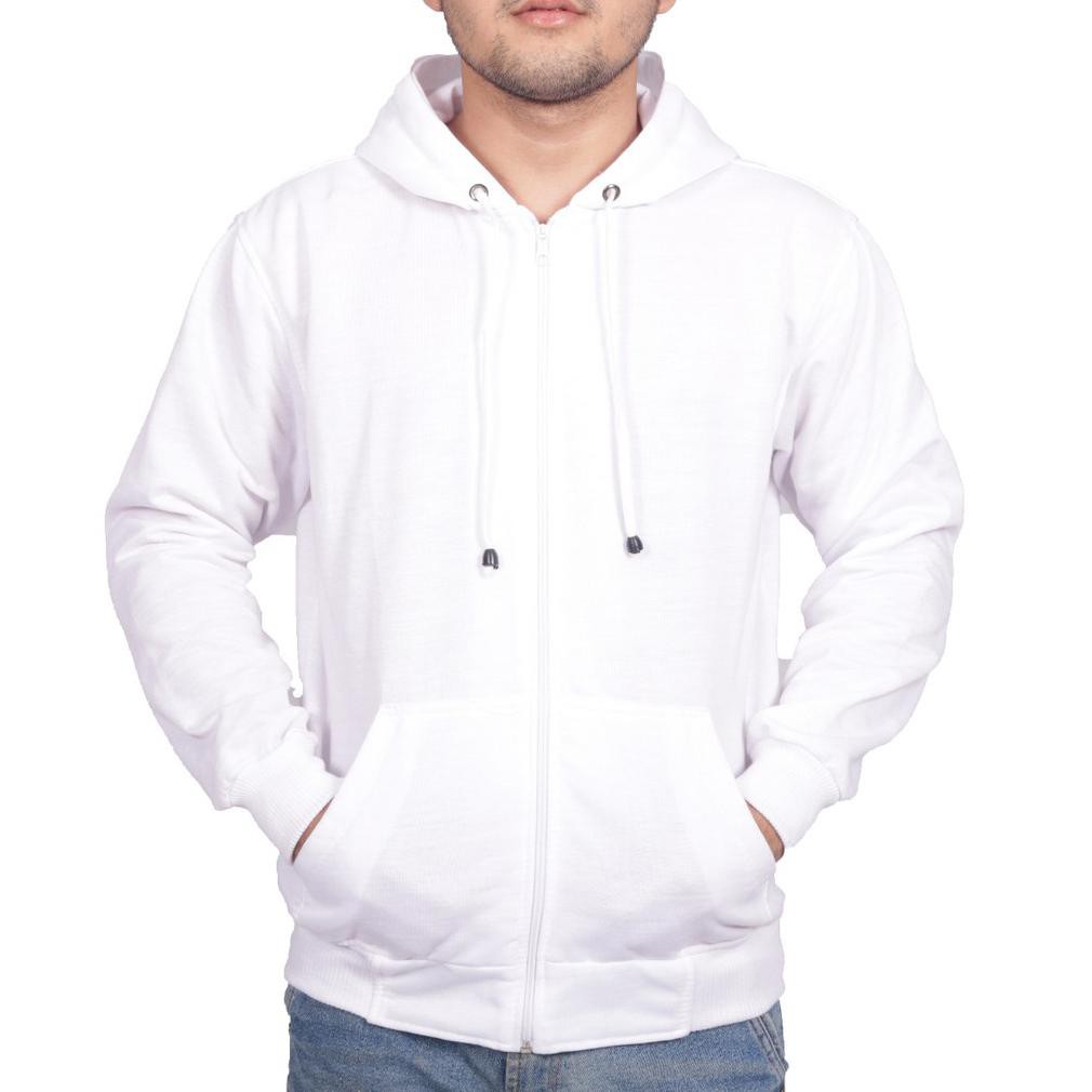 JAKET ZIPPER POLOS HOODIE M,L,XL,XXL PUTIH PRIA WANITA POLOS BAPAK ANAK JEANS LEVIS