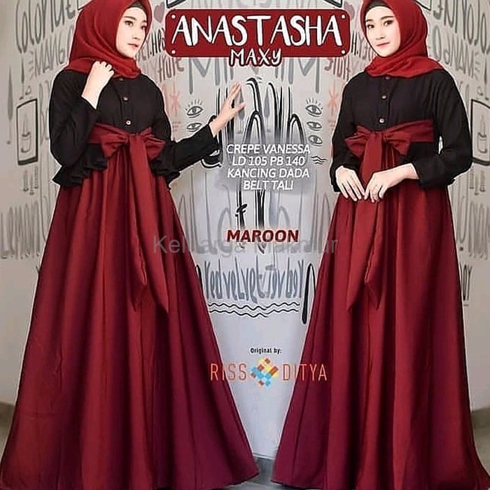 ANASTASYA DRESS Bahan Balotelly Gamis Simple Model Trendy Terbaru