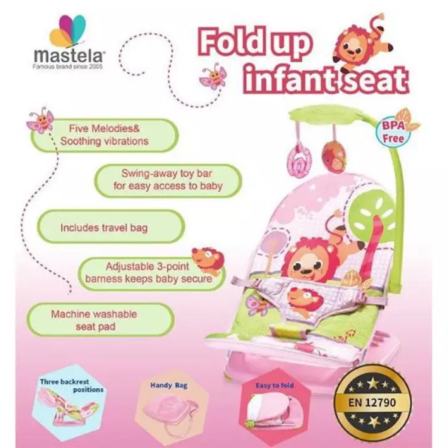 Fold Up Infant Seat Mastela Baby Kursi Bayi Getar Mainan Musik