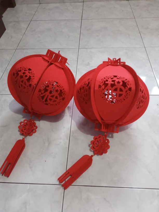 Tworsen Lampion Gantung Chinese Warna Merah Untuk Festival / Rumah