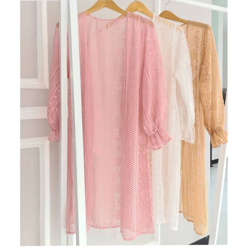 long cardi cardigan brukat import premium