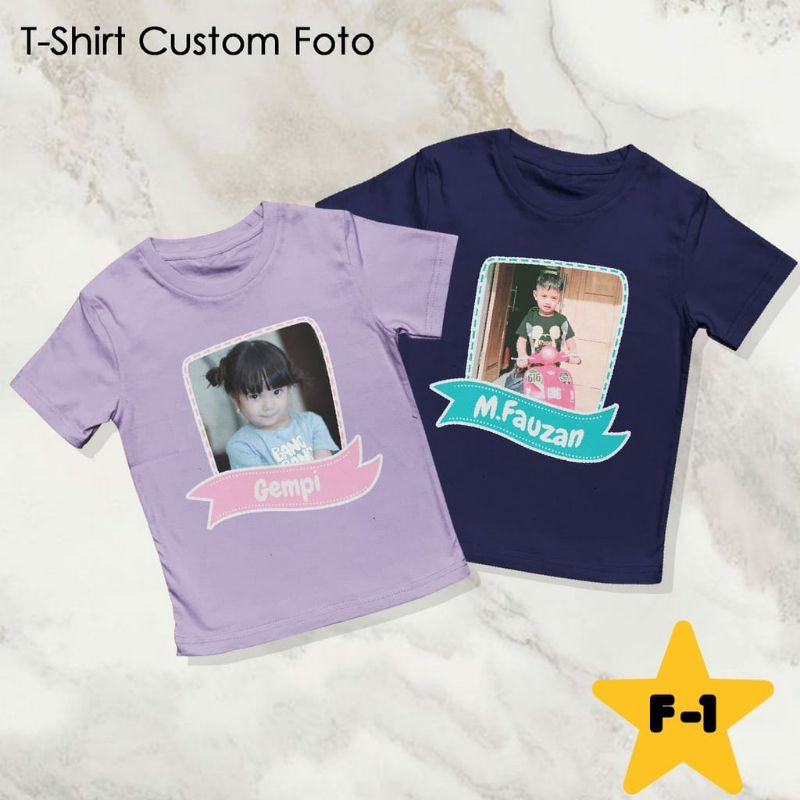 kaos anak free bordir nama  sablon foto