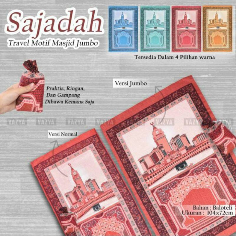 Sajadah Traveling Pouch Motif Masjid Jumbo lebih panjang