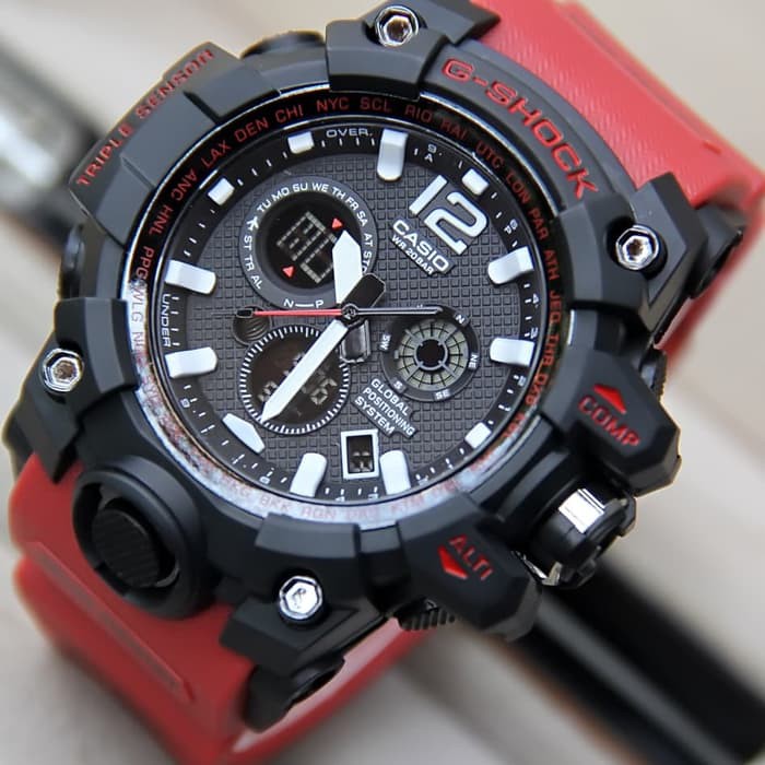 JAM TANGAN PRIA GSHOCK CASIO GWG PREDATOR 1400 GS HITAM GOLD FULL HITAM FULL MERAH TALI HIJAU