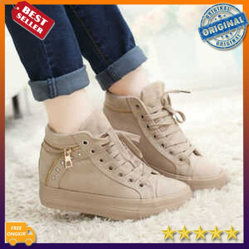 Sepatu Boots Martin Ankle Flat Platform All-Match Casual BOOT R.011 CREAM - Beige 38 Sepatu Wanita