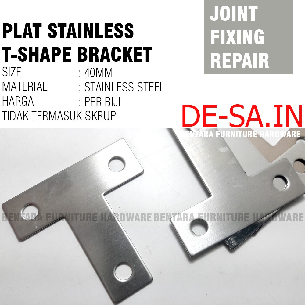 40MM Plat T-Shape Stainless Steel - Bracket Flat Reparasi Joint Fixing Repair