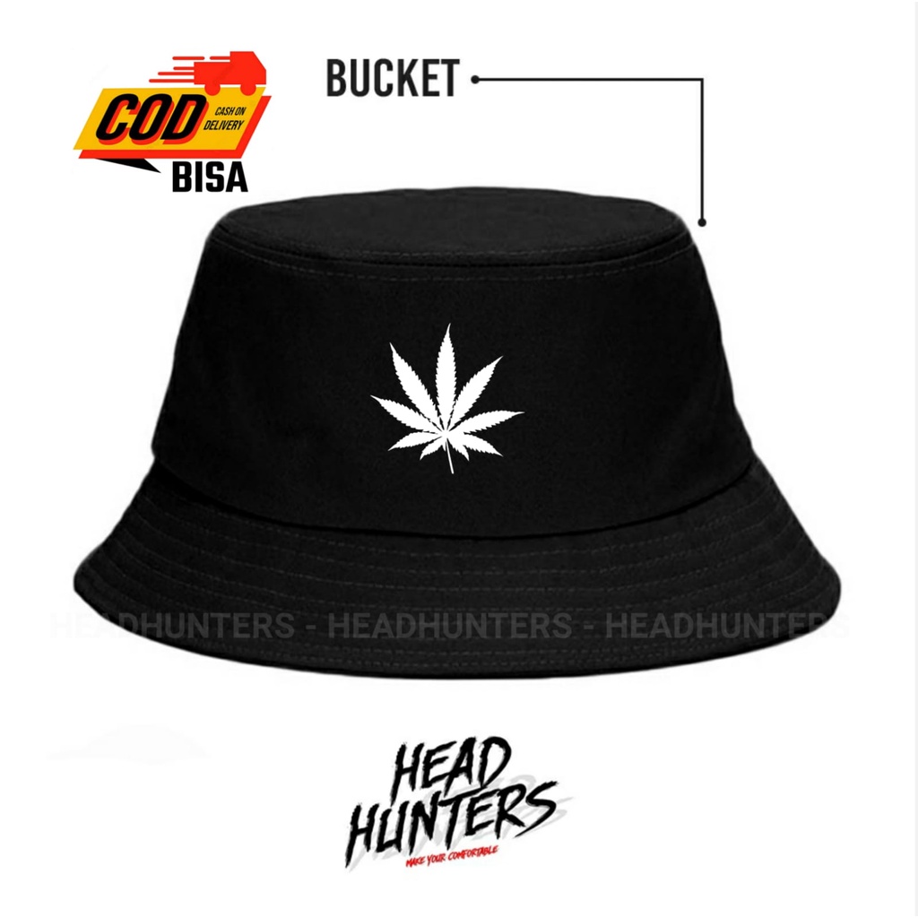Bucket Hat Pria Wanita Daun Ganja Topi Premium Terpopuler / Bucket / Topi  / Topi Bucket / Bucket Ha