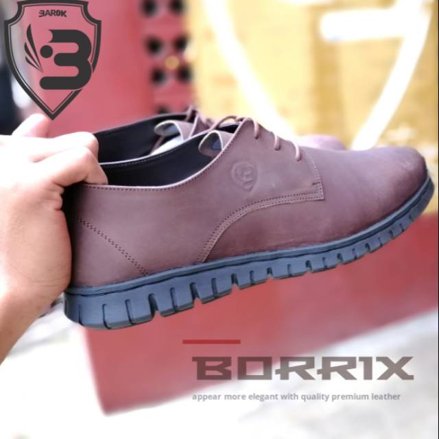 sepatu kulit kasual barok id warna coklat tipe Borris