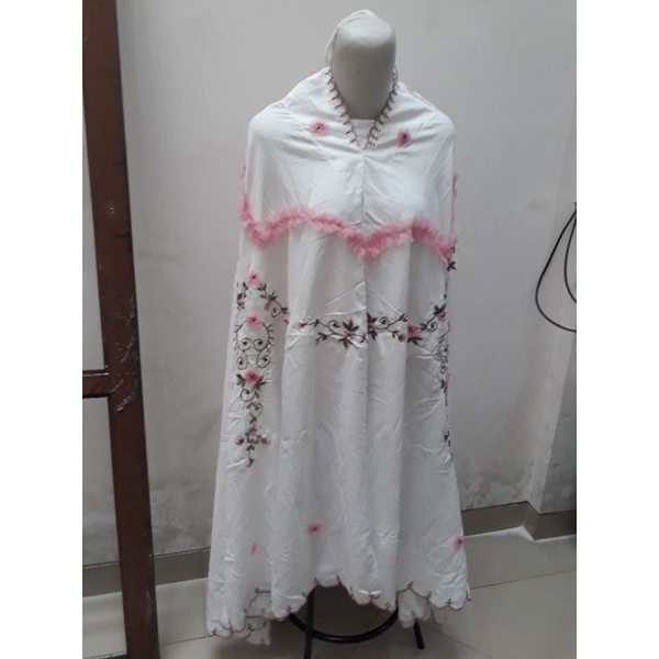 Mukena putih polosan tali karet