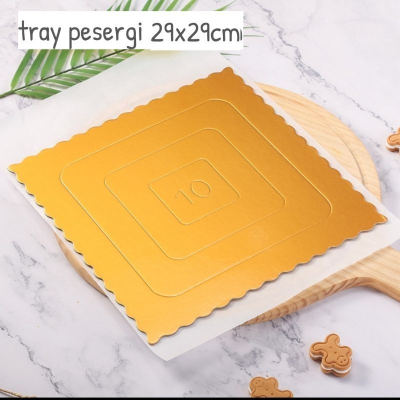 TATAKAN KUE TART CAKE BOARD BULAT/PERSEGI  EMAS