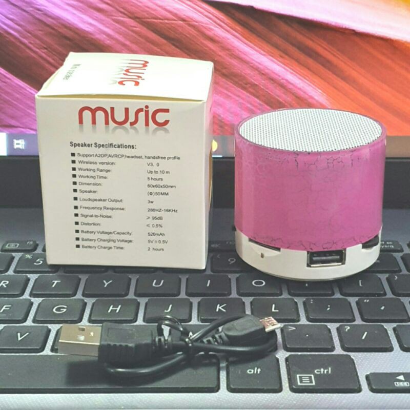 Speaker Bluetooth Model Kaca Retak / Portable Speker Mini Music Box LED S10 Lampu disco Kedap Kedip