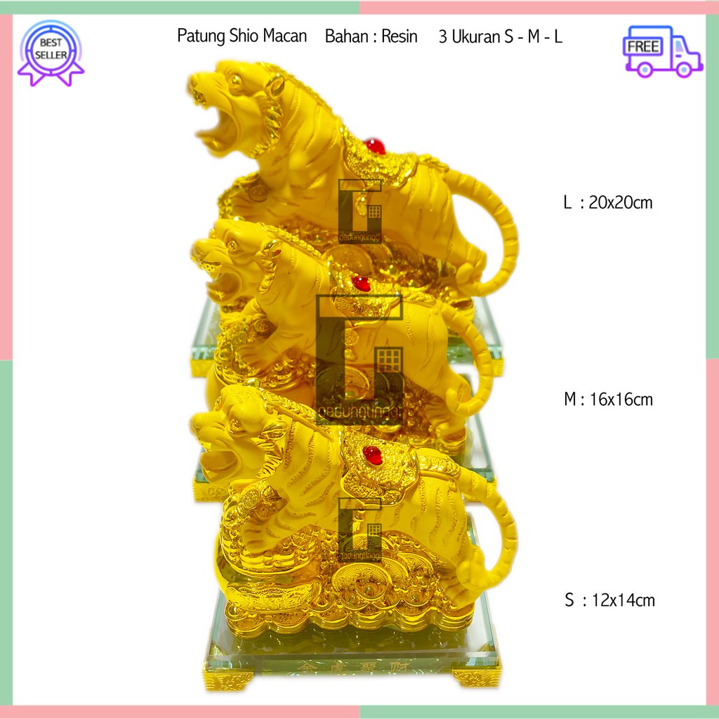 Kado Hadiah Bingkisan Hampers Parcel Parsel Patung Pajangan Hiasan 12 Shio Macan Tiger Harimau Imlek Tahun Baru Cina Cny Sincia Emas Gold Resin Dos Kotak Gift Box Mika Kaca Hoki Rejeki Fengshui Ukuran Size Small Kecil Medium Sedang Besar Large Big Jumbo