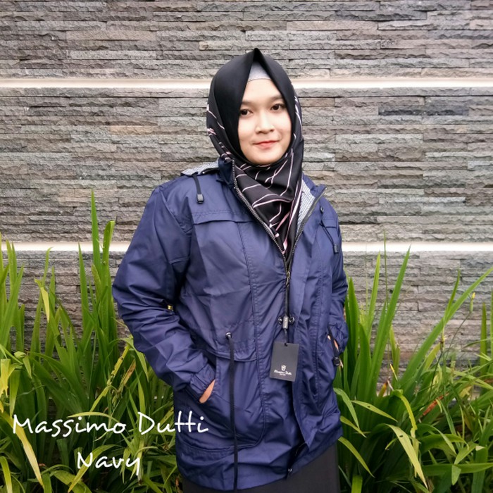 JAKET PARKA CEWEK NAVY MASSIMO DUTTI PREMIUM / JAKET OUTDOOR CEWEK